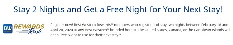best western 1 free night w 2 night stay