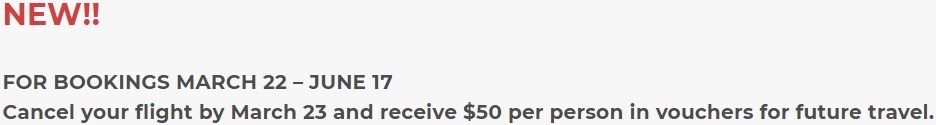 Get $50 Voucher When Canceling Flight by 3/23