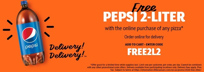 Free 2-Liter Pepsi w/ Online Pizza Purchase