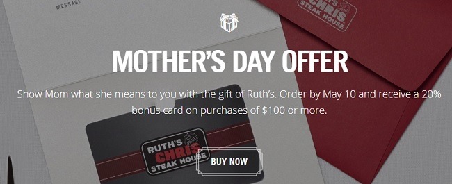 Ruth’s Chris Steak House Promotions: Get 20% Bonus on $100+ Gift Card Purchase, Etc