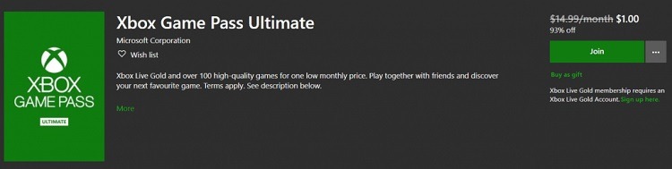 Get Xbox Game Ultimate For $1 Per Month