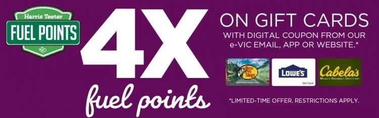 Harris Teeter Promotions 4X Fuel Points On Gift Card Purchases Save 