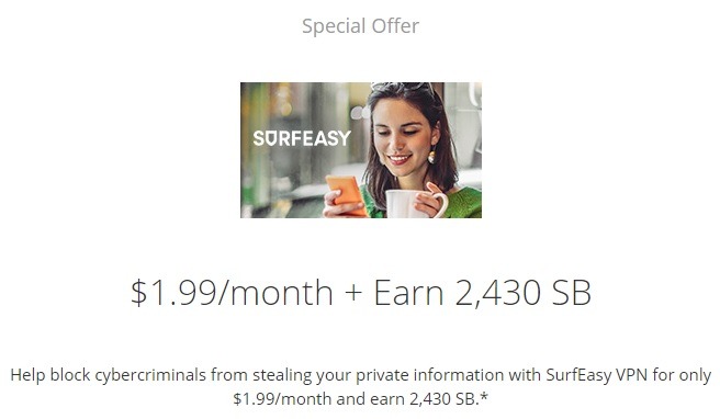 Earn 2,430 SB When Trying SurfEasy VPN for $1.99 Per Month