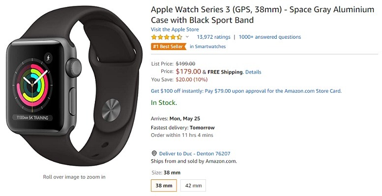 amazon apple watch series 3 gps