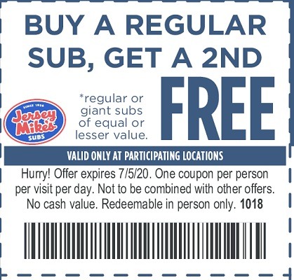 jersey mike's buy 2 giants get one free