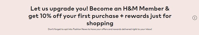 h&m 10 off first order