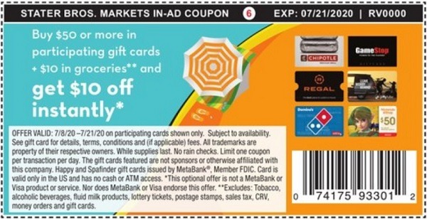 Stater Bros. Promotions Save 10 On Next Grocery Basket w