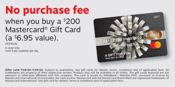 No Purchase Fee On $200 Mastercard Gift Cards