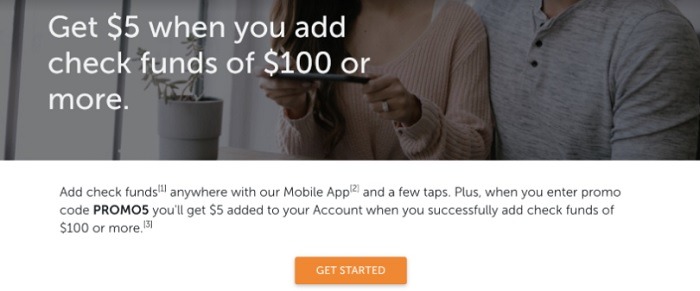 Get $5 Up to $15 When Adding $100+ of Check Funds