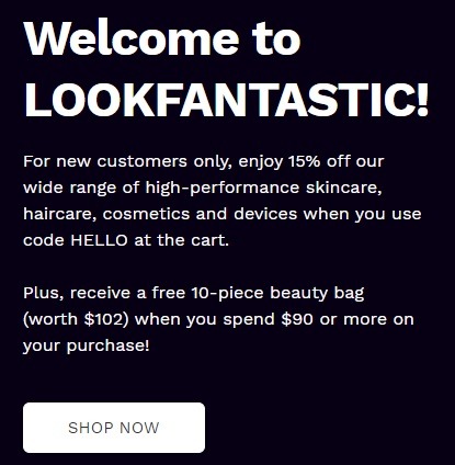 look fantastic new customer code