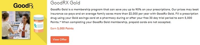 Earn 5,000 Points with GoodRX Gold Membership Subscription