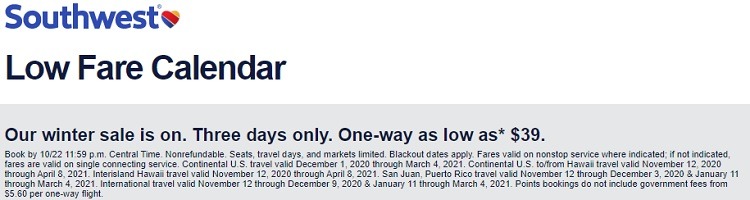One-Way Flights Starting at $39