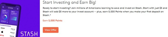 Earn 5,000 Points + $5 w/ Stash Investing Account Sign-Up