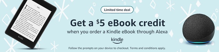 Get $5 eBook Credit w/ eBook Order Using Alexa