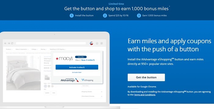 Earn 1,000 Bonus Miles w/ Button Install & $25 Spend