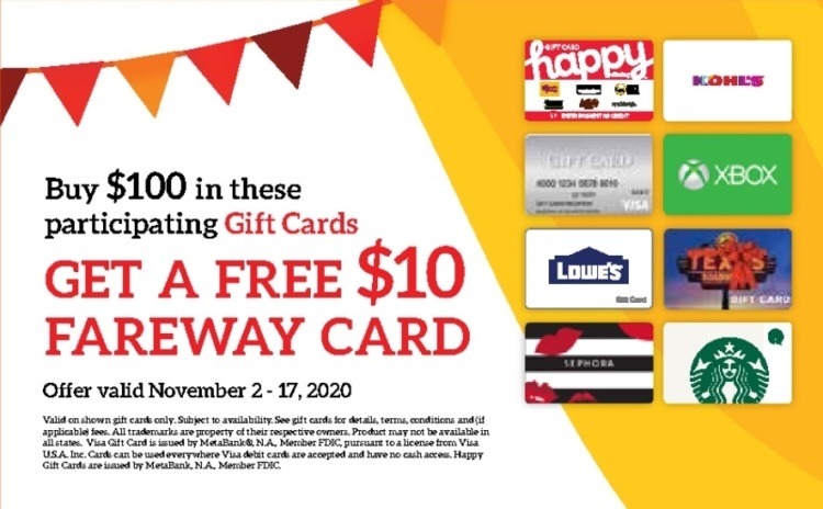 Fareway Promotions: Free $10 Fareway Gift Card w/ $100 Select Gift Card