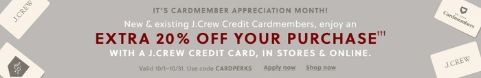 New/Existing Cardmembers Get Extra 20% Off Purchase Coupon