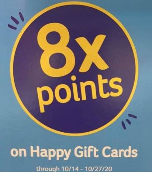 Earn 8X Points on Happy Gift Cards