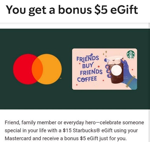 Get $5 Bonus w/ $15+ Gift Card In-App Purchase Using Mastercard