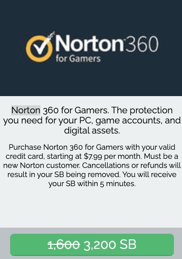 Earn 3,200 SB w/ Norton 360 for Gamers