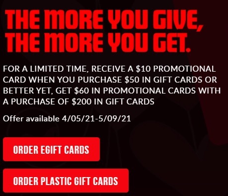 Benihana Promotions: Get $10/$60 Bonus with $50/$200 Gift Card Purchase
