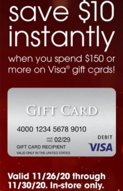 Get $10 Off $150 Visa Gift Card Purchase
