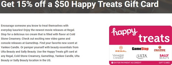 15% Off Select Happy Gift Cards