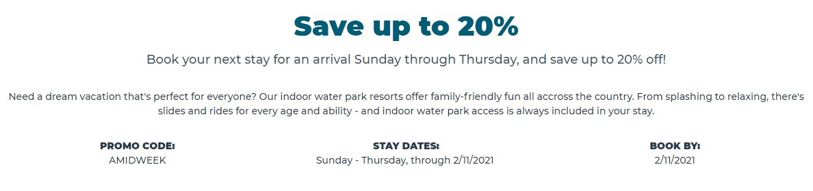 Great Wolf Lodge Promotions Up To 20 Off Next Stay Booking Coupon 