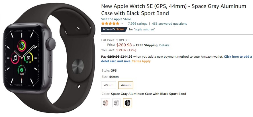 apple watch se 44mm specs