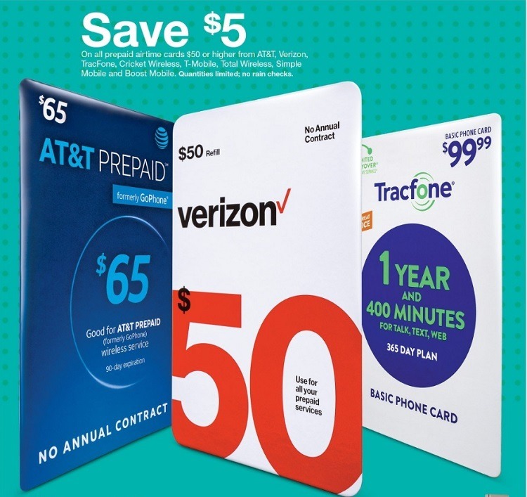 Target Get 5 Off 50+ Select Prepaid Mobile Cards, Etc