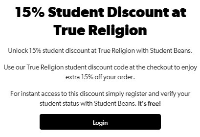 true religion student discount