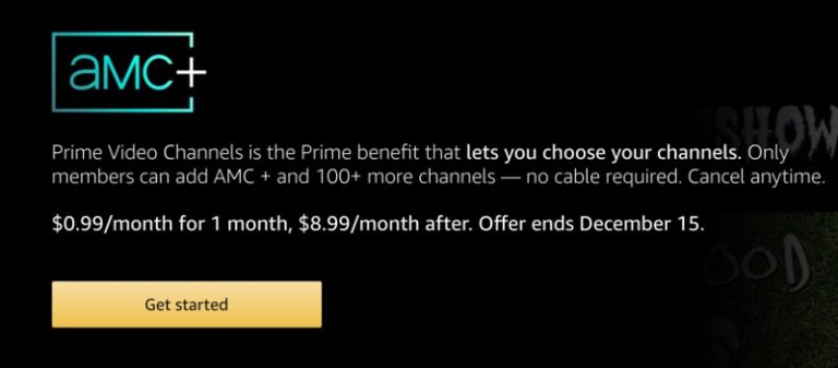 Amazon Prime: Try AMC+ Video Channel for $0.99 First Month