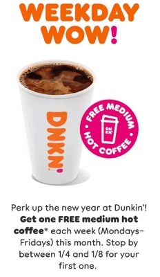 Dunkin Donuts Promotions: Loyalty Members Get Free Medium Coffee Every ...