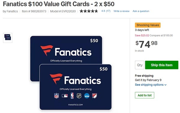 Fanatics Gift Card