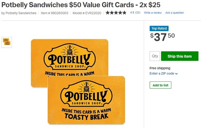 Potbelly gift card promotion