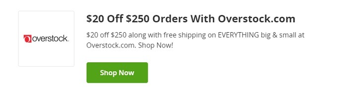 Groupon: Get $20 Off $250+ Overstock.com Order Coupon