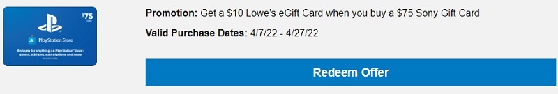 $75 Sony PlayStation Store Gift Card