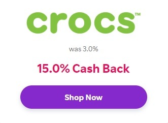 Rakuten: Earn 15% Cash Back at Crocs