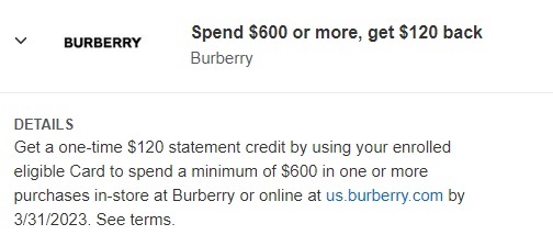 Amex Offer Burberry