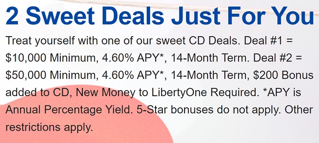 LibertyOne Credit Union CD Bonus