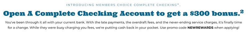 Members Choice Credit Union Checking Bonus