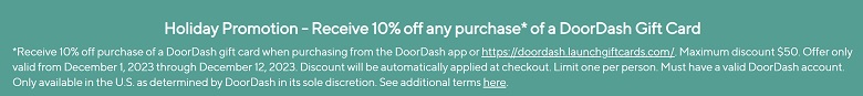 Doordash gift card promo