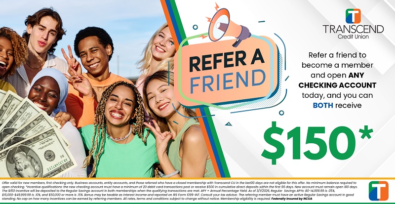 Transcend Credit Union Checking Referral Bonus
