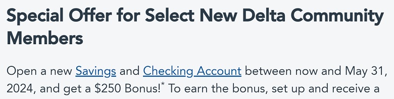 delta community credit union checking bonus