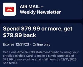 Amex Offer Air Mail
