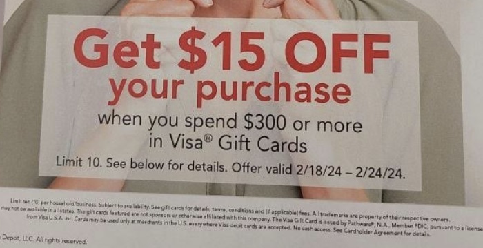 Office Depot / OfficeMax: Get $15 Off $300 Visa Gift Card Purchase (2/ ...