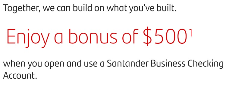 santander bank business checking bonus