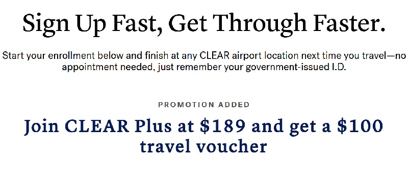 CLEAR Plus Travel Voucher Bonus