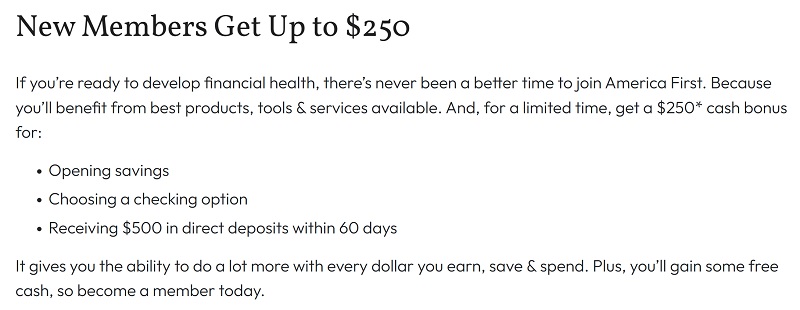 America First Credit Union Checking Bonus