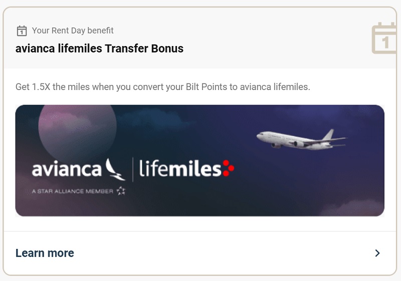 Bilt Avianca Lifemiles Conversion Bonus